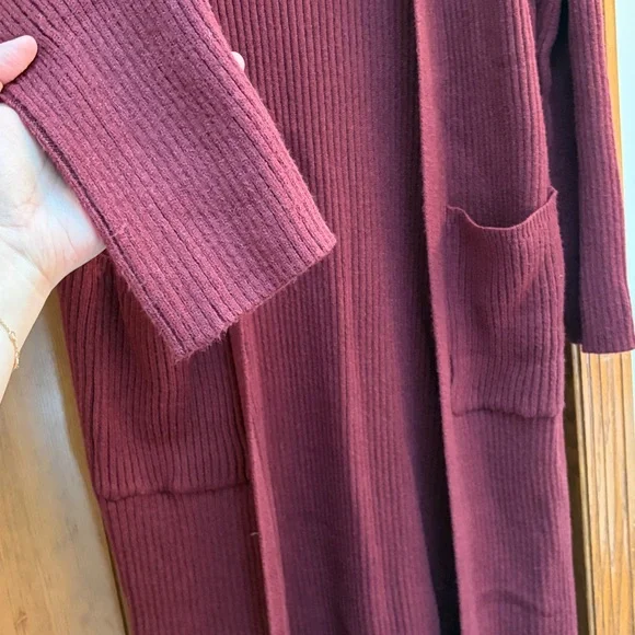 HALARA maroon hooded duster cardigan NWT - Picture 3 of 6